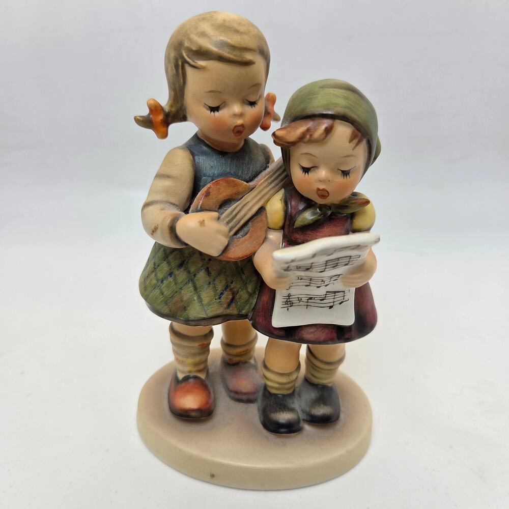 Goebel Hummel 130 Duet Two Girls Singing Figurine Mandolin W Germany 5”